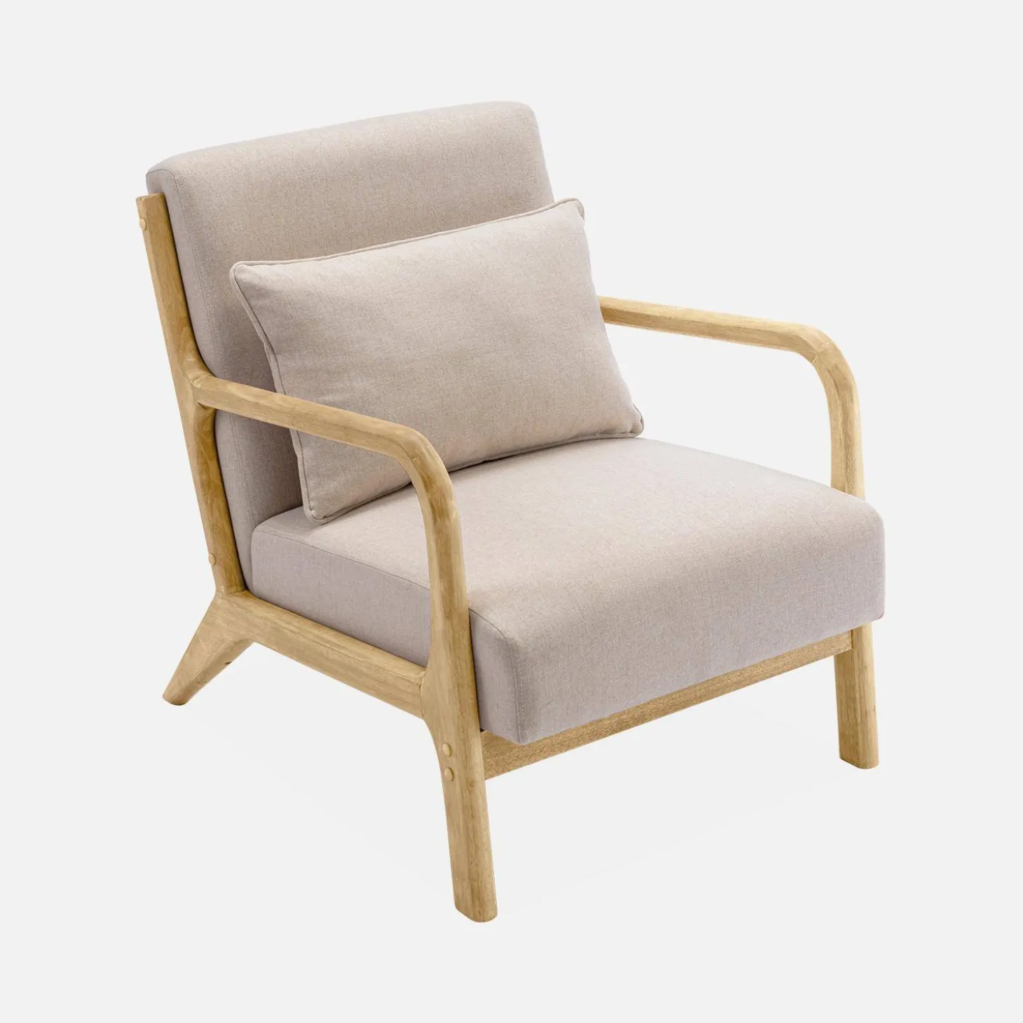 Scandinavische fauteuil van hout en stof