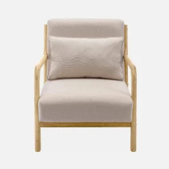 Scandinavische fauteuil van hout en stof