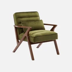 Scandinavische fauteuil van hout en fluweel