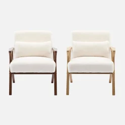 Scandinavische fauteuil van walootkleurig hout en imitatiebonteffect