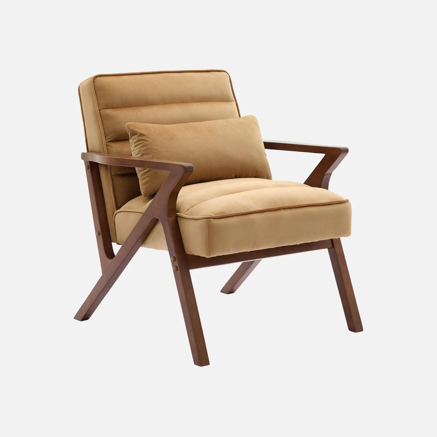 Scandinavische fauteuil van hout en fluweel