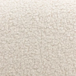 Scandinavische fauteuil van naturelkleurig hout en bouclé