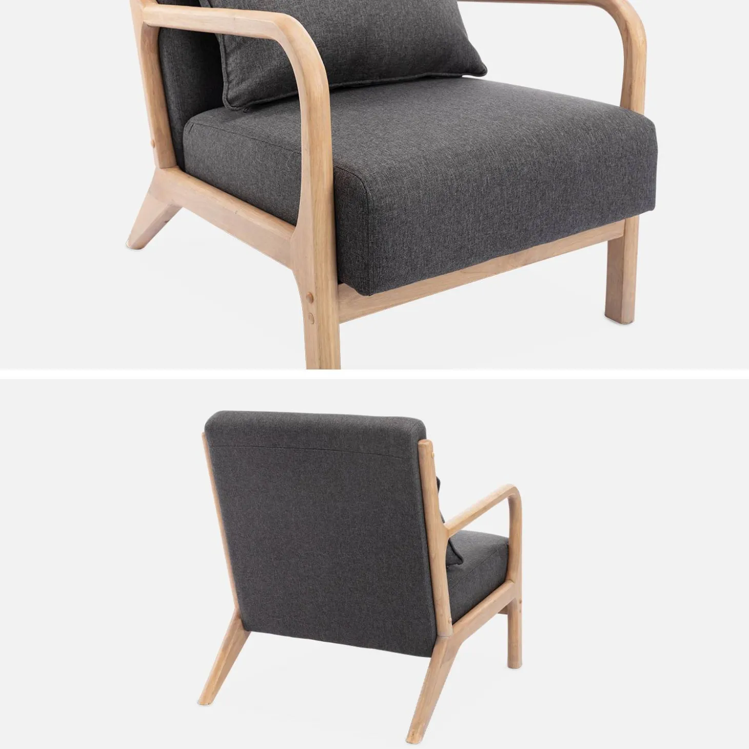 Scandinavische fauteuil van hout en stof