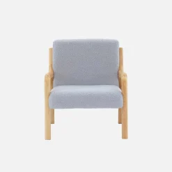 Scandinavische kinderfauteuil in hout en boucléstof