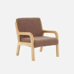Scandinavische kinderfauteuil in hout en boucléstof