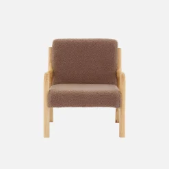 Scandinavische kinderfauteuil in hout en boucléstof