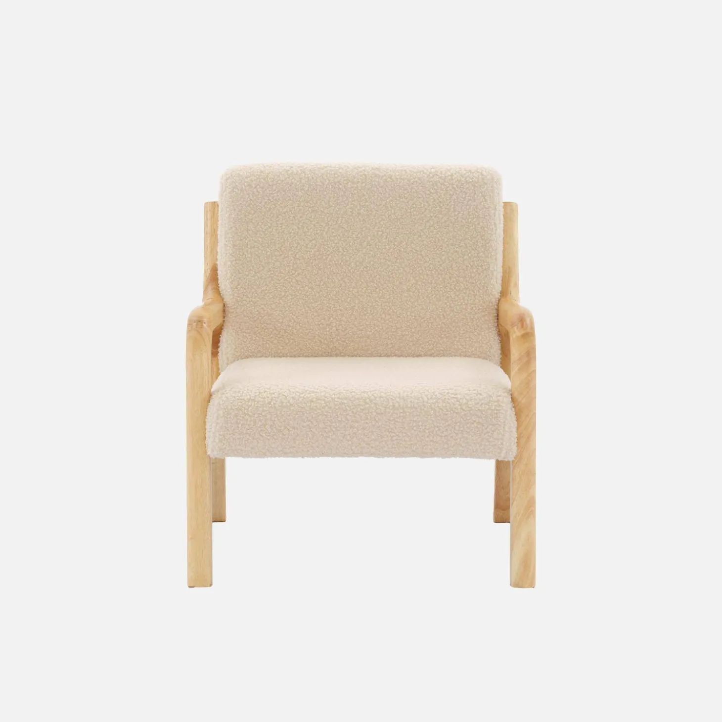 Scandinavische kinderfauteuil in hout en boucléstof