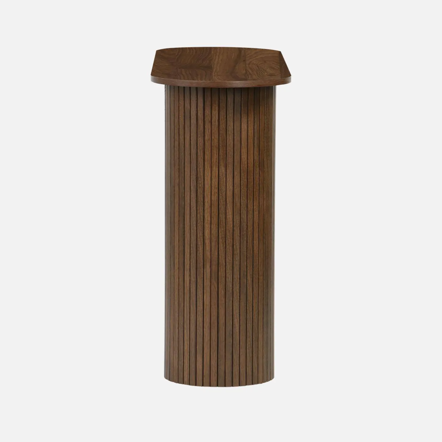 Scandinavische ovale sidetable met groeven effect hout