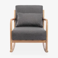 Scandinavische schommelstoel van hout en stof