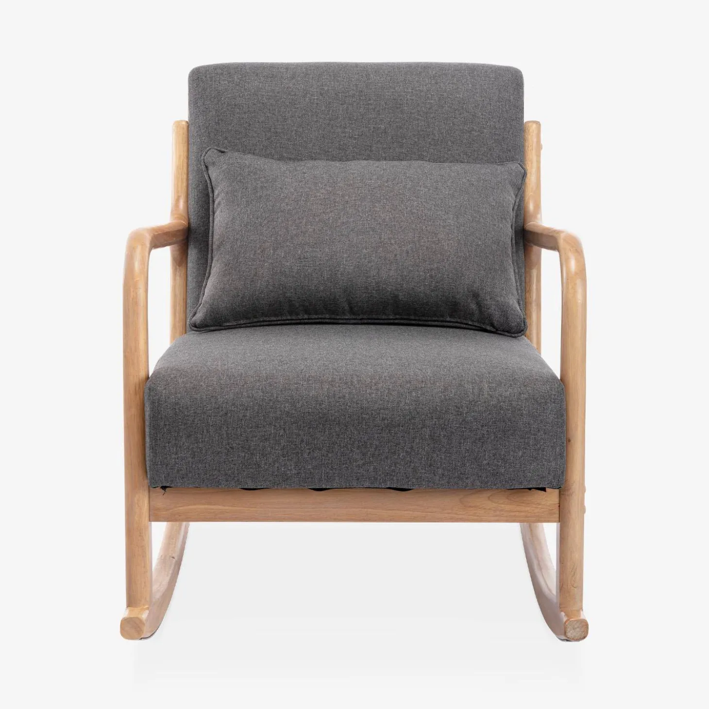 Scandinavische schommelstoel van hout en stof