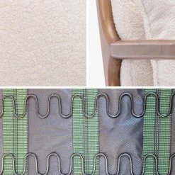 Scandinavische schommelstoel walnootkleurig hout en bouclé