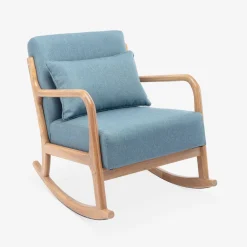 Scandinavische schommelstoel van hout en stof