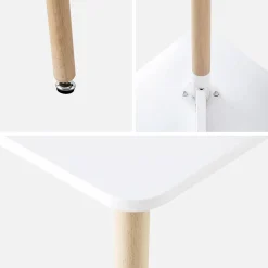 Scandinavische vierkante eettafel in hout, 2 stoelen