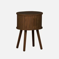 Scandinavisch nachtkastje houtdecor met 2 schuifdeuren