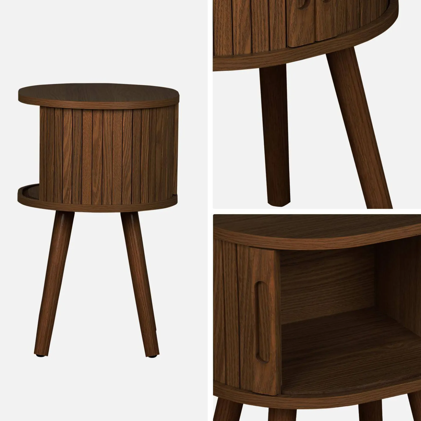 Scandinavisch nachtkastje houtdecor met 2 schuifdeuren