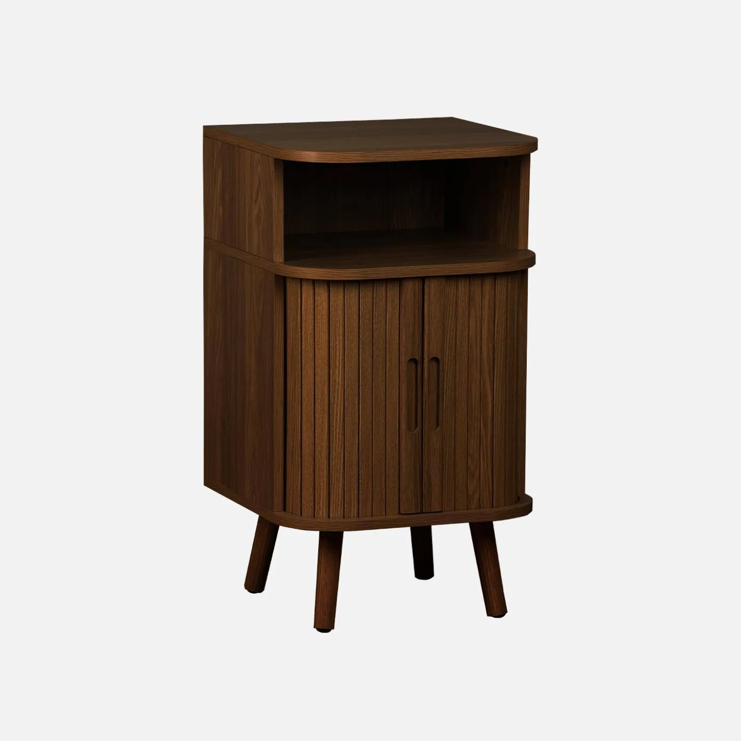 Scandinavisch nachtkastje houtdecor 2 schuifdeuren
