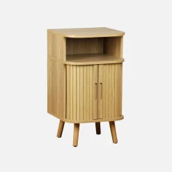 Scandinavisch nachtkastje houtdecor 2 schuifdeuren