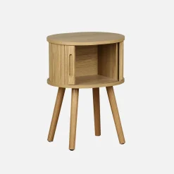 Scandinavisch nachtkastje houtdecor met 2 schuifdeuren