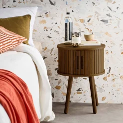 Scandinavisch nachtkastje hout decor 2 schuifdeuren (set van 2)