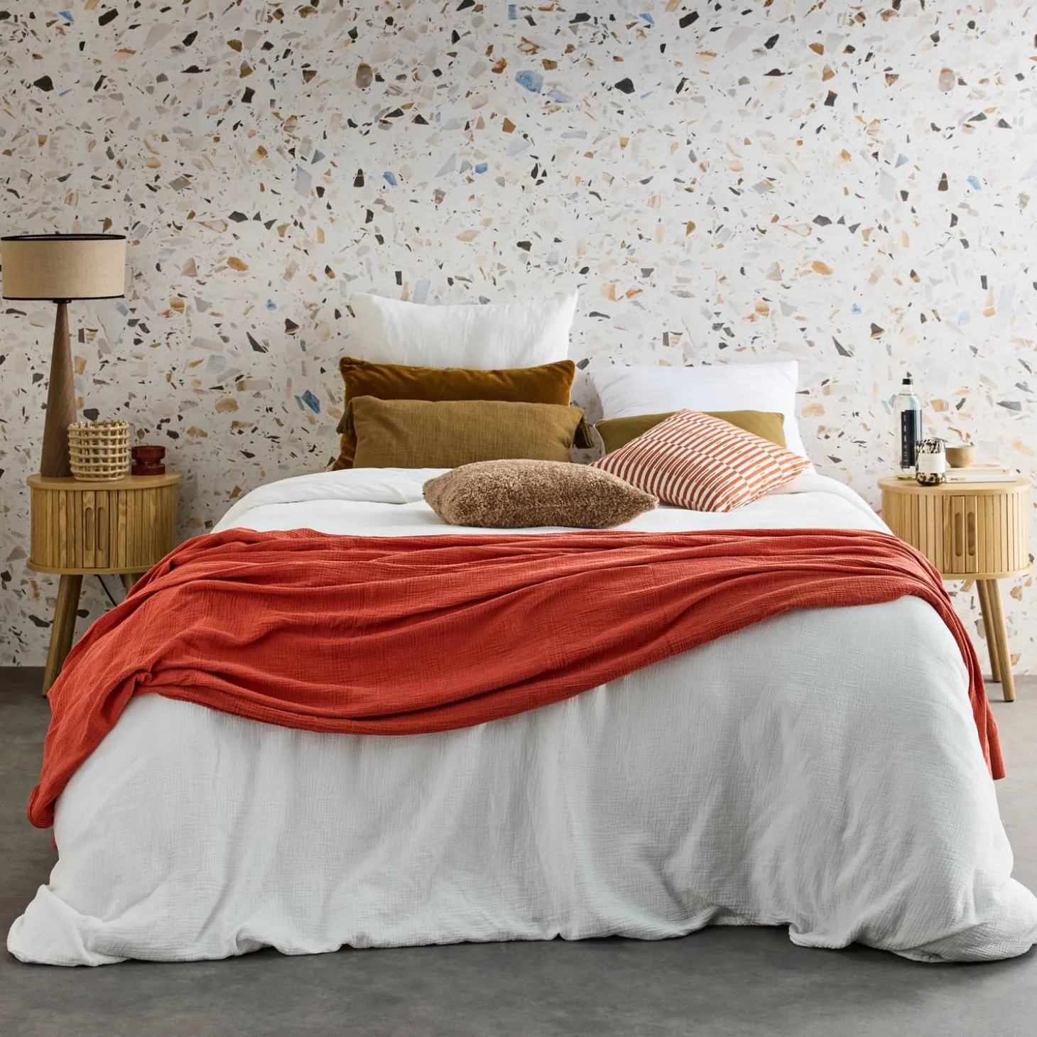 Scandinavisch nachtkastje hout decor 2 schuifdeuren (set van 2)