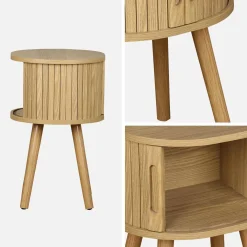 Scandinavisch nachtkastje hout decor 2 schuifdeuren (set van 2)