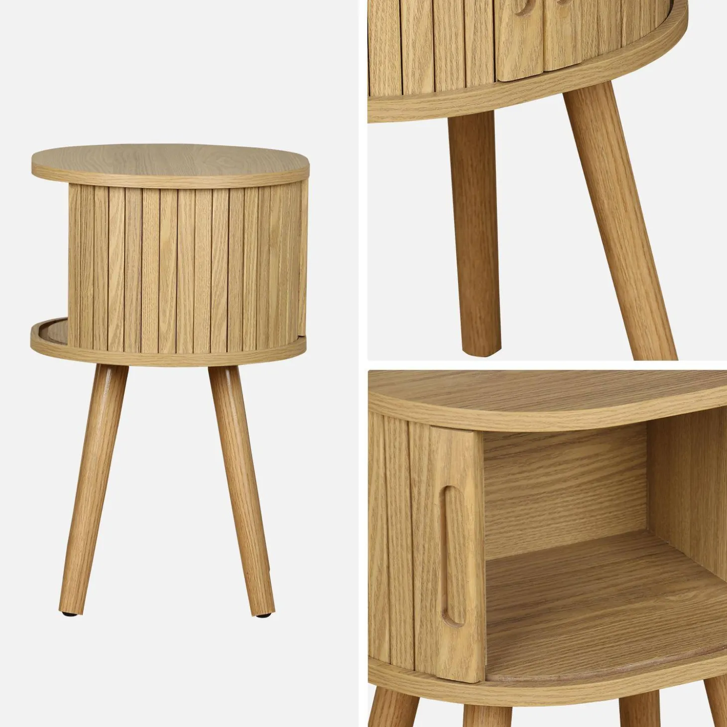 Scandinavisch nachtkastje hout decor 2 schuifdeuren (set van 2)