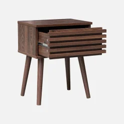 Scandinavisch nachtkastje in gegroefd houtdecor