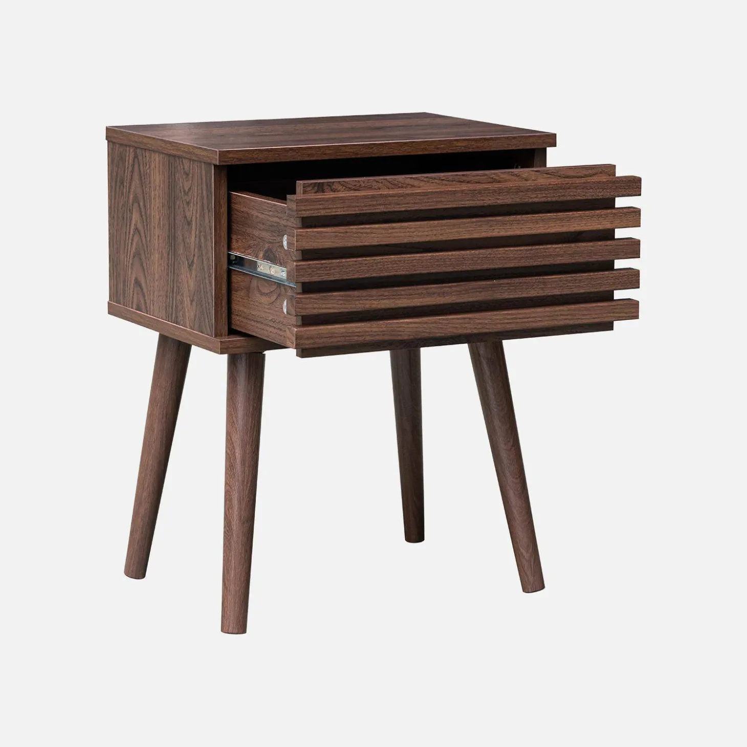Scandinavisch nachtkastje in gegroefd houtdecor