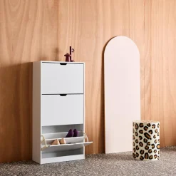 Schoenenkast 3 kleplades houtdecor 60cm