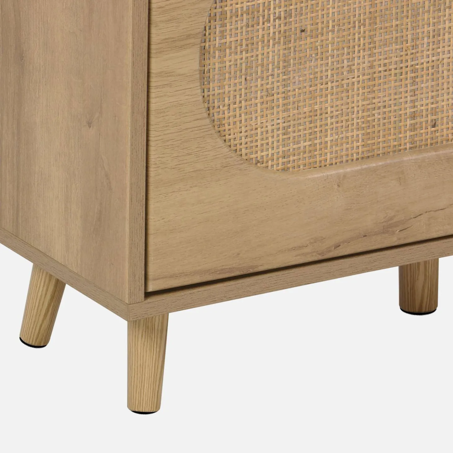 Schoenenkast 3 kleplades houtlook en rotan 75cm