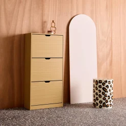 Schoenenkast 3 kleplades houtdecor 60cm