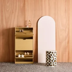 Schoenenkast 3 kleplades houtdecor 60cm