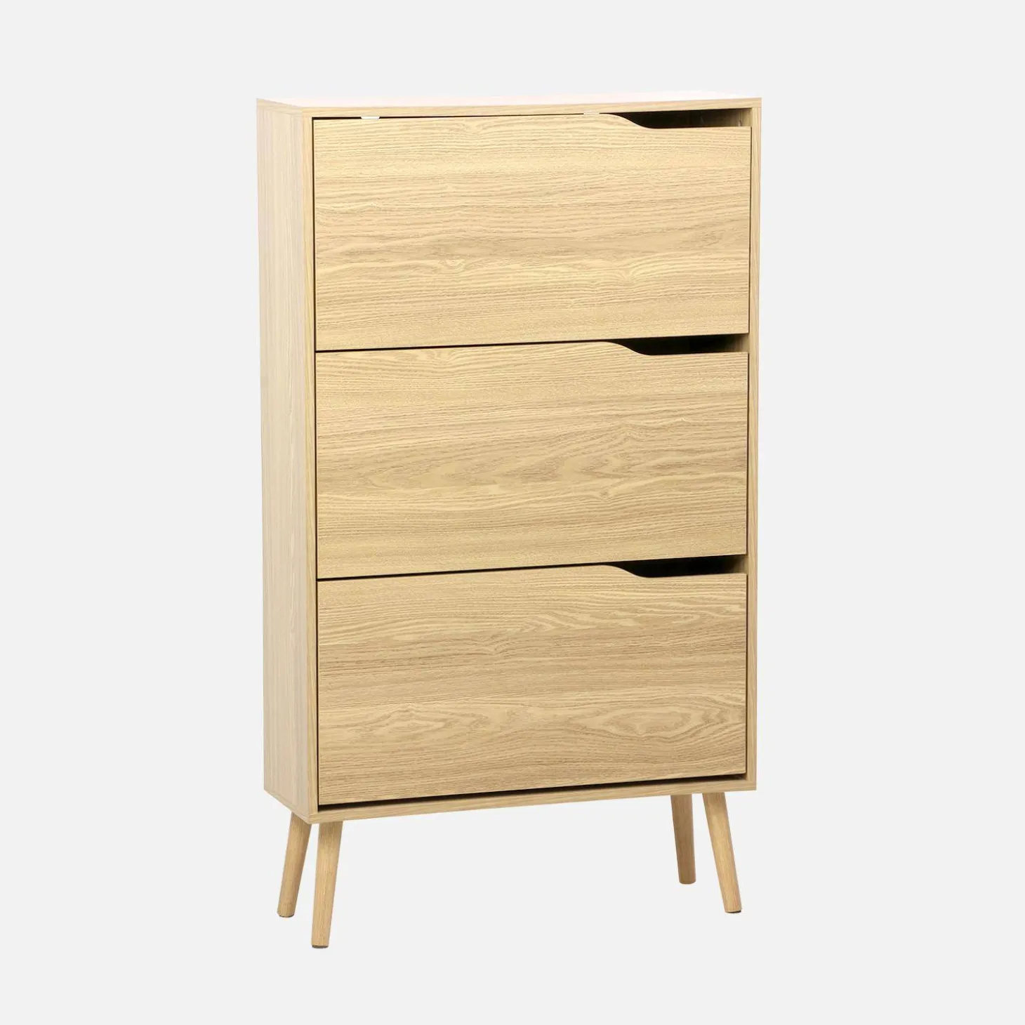 Schoenenkast met 3 kleplades houtdecor 75cm
