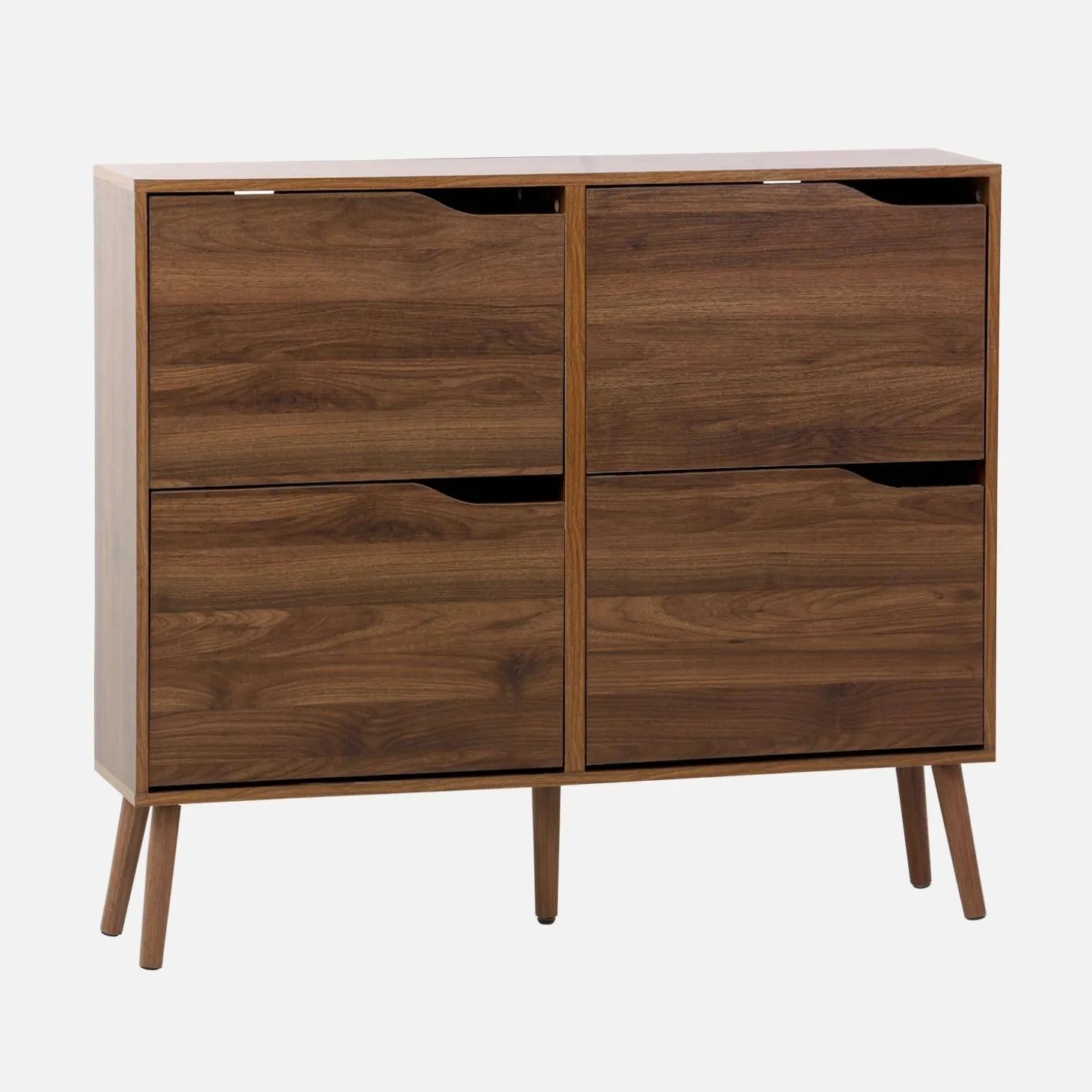 Schoenenkast met 4 kleplades houtdecor 110cm