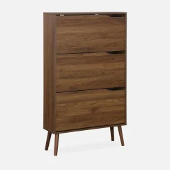 Schoenenkast met 3 kleplades houtdecor 75cm