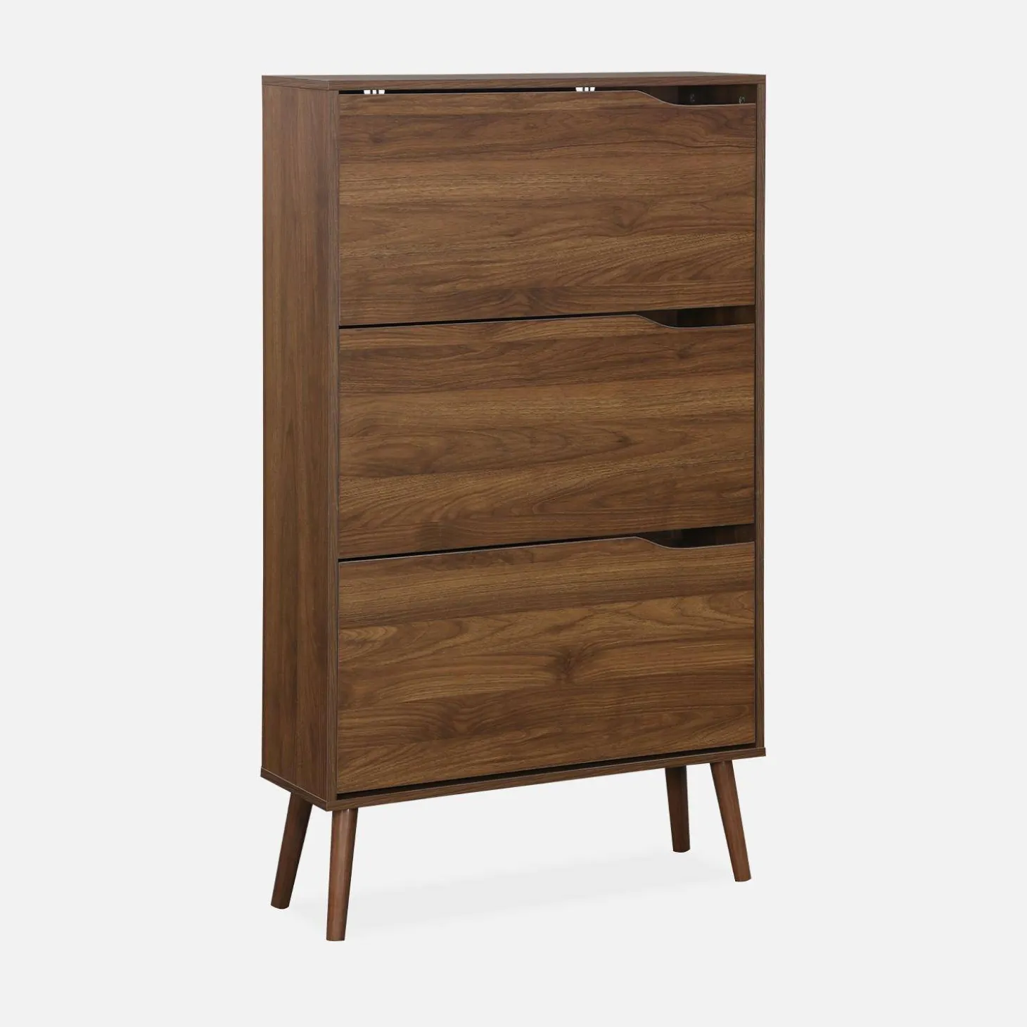 Schoenenkast met 3 kleplades houtdecor 75cm
