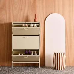 Schoenenkast met 3 kleplades metaal industrieel 80cm