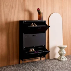 Schoenenkast met 3 kleplades metaal industrieel 80cm