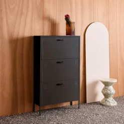 Schoenenkast met 3 kleplades metaal industrieel 80cm