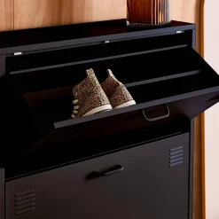 Schoenenkast met 3 kleplades metaal industrieel 80cm