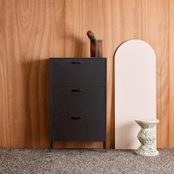 Schoenenkast met 3 kleplades metaal industrieel 80cm