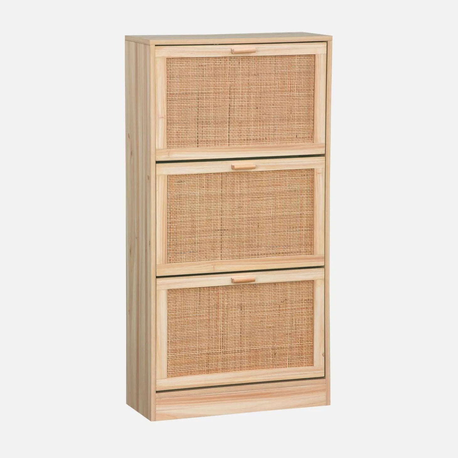 Schoenenkast met 3 kleplades rotan en houteffect 60cm