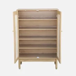 Schoenenkast / wandkast met 2 deuren en rotan 78cm
