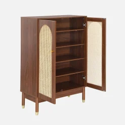 Schoenenkast / wandkast met 2 deuren en rotan 78cm