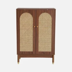 Schoenenkast / wandkast met 2 deuren en rotan 78cm