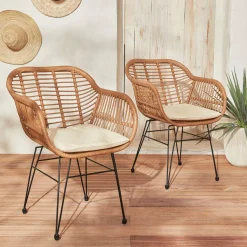Set stoelen met bamboe-effect