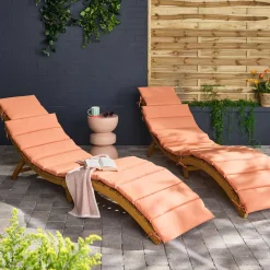 Set van 2 acaciahouten ligstoelen