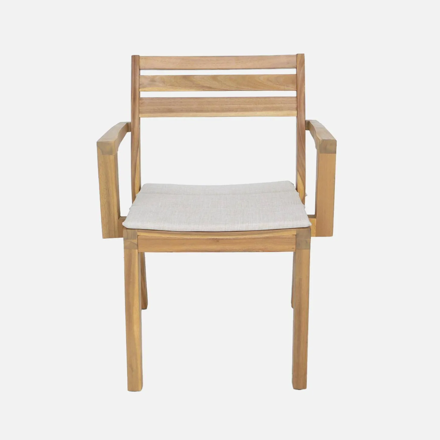 Set van 4 acaciahouten tuinstoelen met kussen