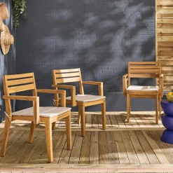 Set van 4 acaciahouten tuinstoelen met kussen