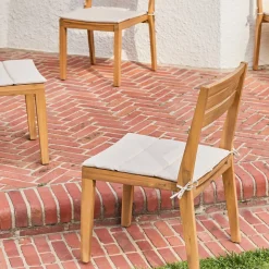 Set van 4 acaciahouten tuinstoelen met kussen